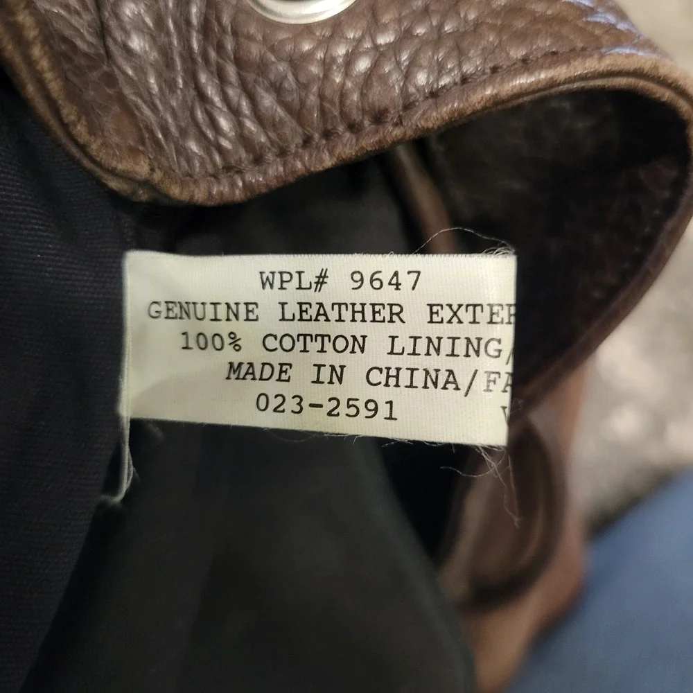Vintage 90s y2k‎ Backpack Brown Pebbled Genuine Leather Drawstring OS